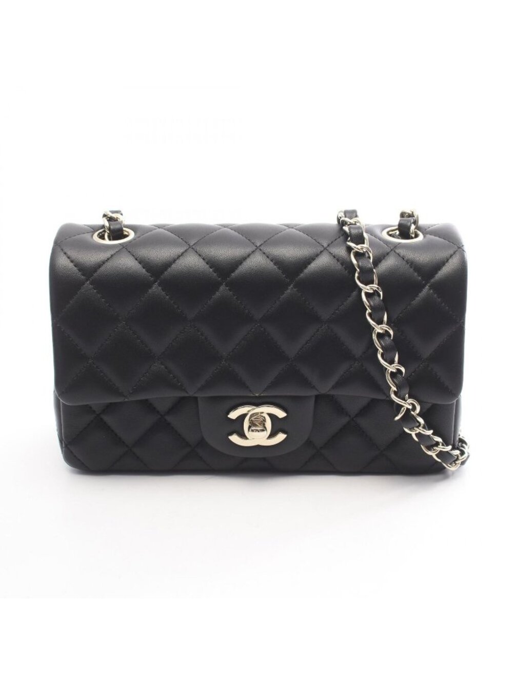 Chanel Shoulder Bag Mini Quilted 20 Black Lambskin Chain